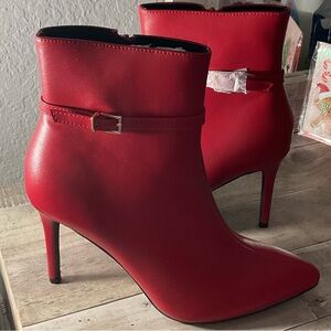 Allegra K Chic Red Heeled Boots
